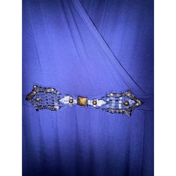 Design History Purple Dress With Beaded Waist Accent Wrap Style Medium Sexy Cute - Picture 3 of 6